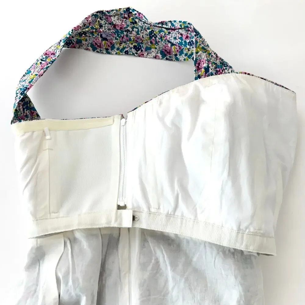 J. Crew x Liberty Fabric Cotton One-Shoulder Mini Dress Ditsy Floral Print P4